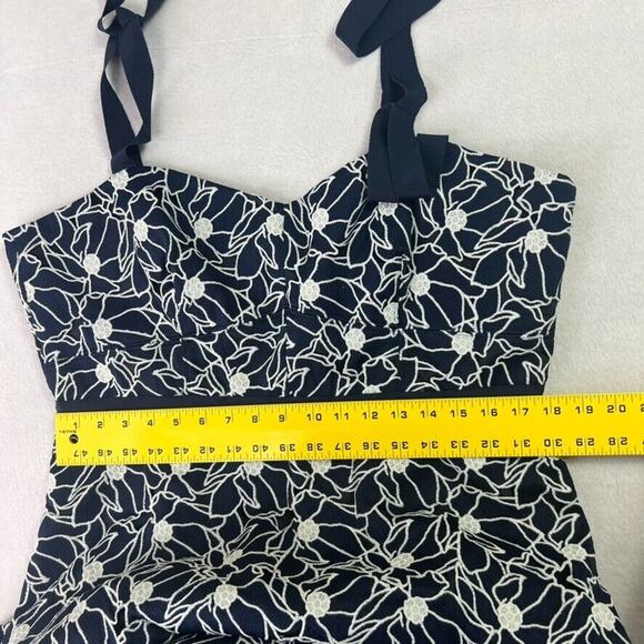 J.CREW Dress Women's Plus Size 16 Navy White Eyelet Midi Flounce Hem Overlay - Picture 7 of 12